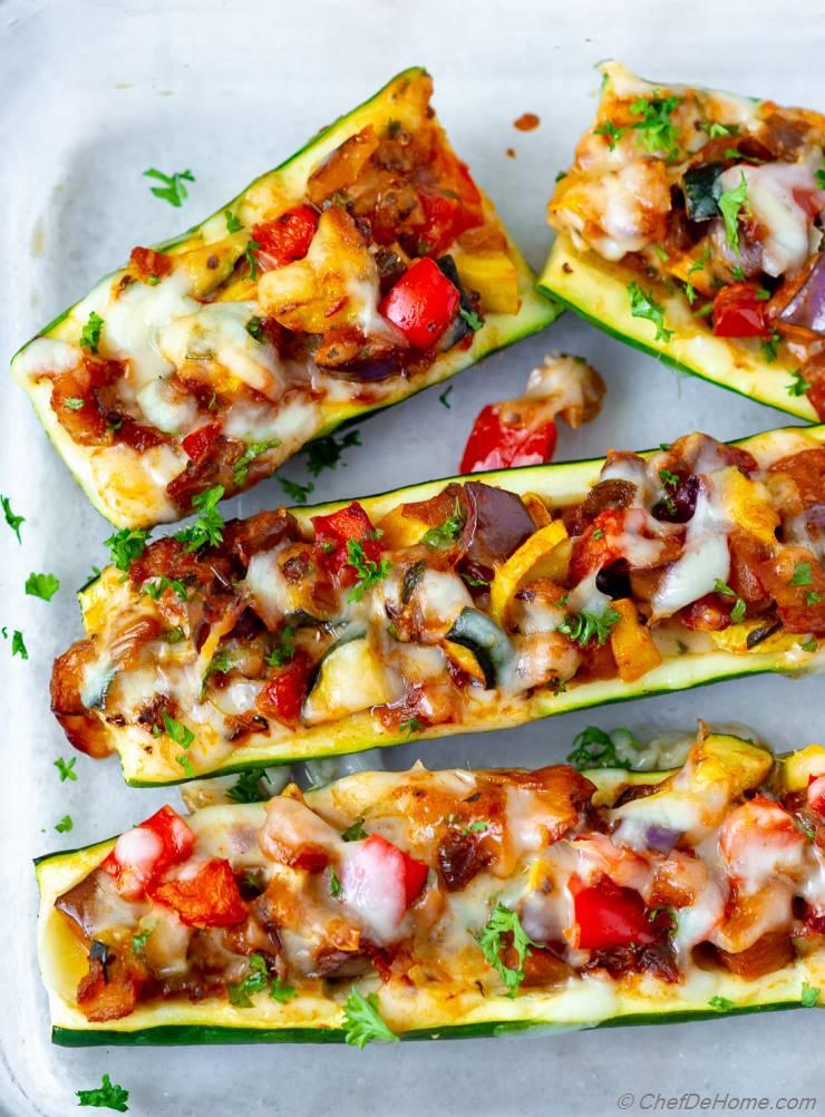 Ratatouille Stuffed Zucchini Boats Recipe | ChefDeHome.com