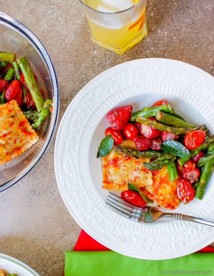 Oven Roasted Asparagus and Ravioli Pasta Salad 