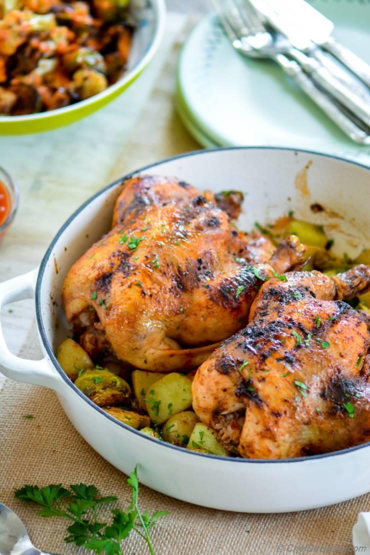 Roasted Cornish Hens with Garam Masala Honey Glaze Recipe | ChefDeHome.com