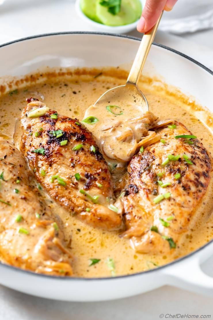 Caramelized Onion Cream Sauce with Chicken