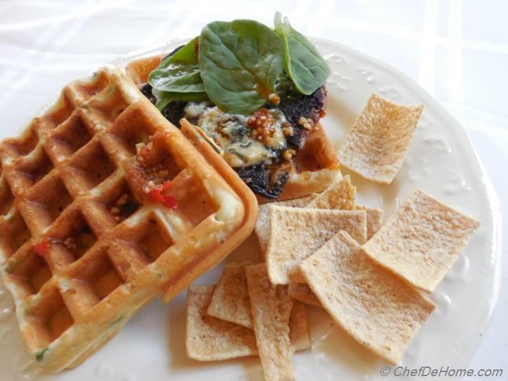 Savory Waffle and Grilled Portobello Sandwich