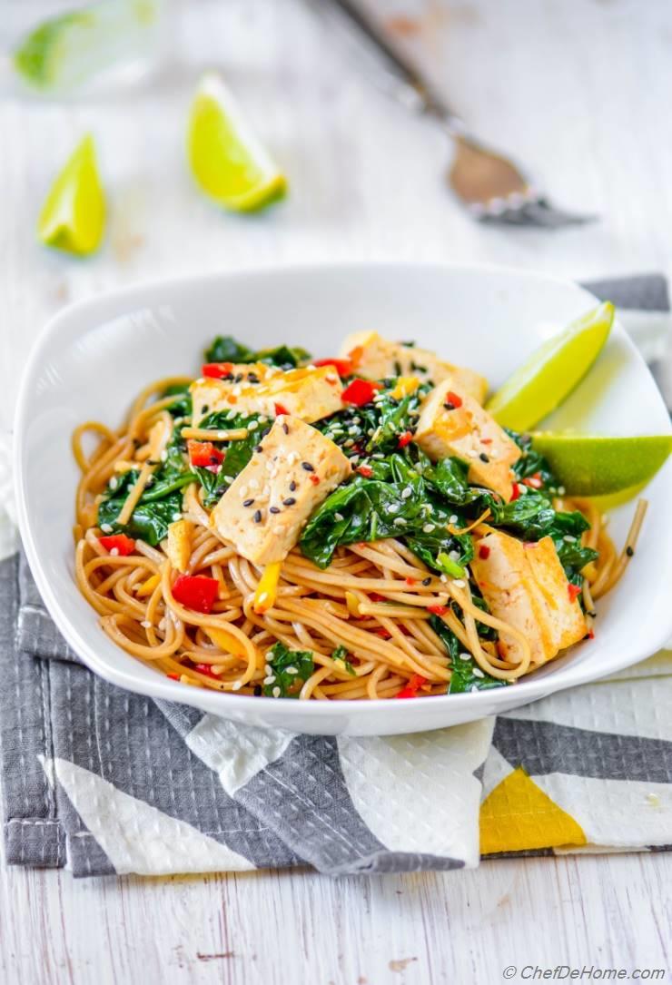 Buckwheat Soba Noodles with Coconut-Lime Tofu Recipe | ChefDeHome.com