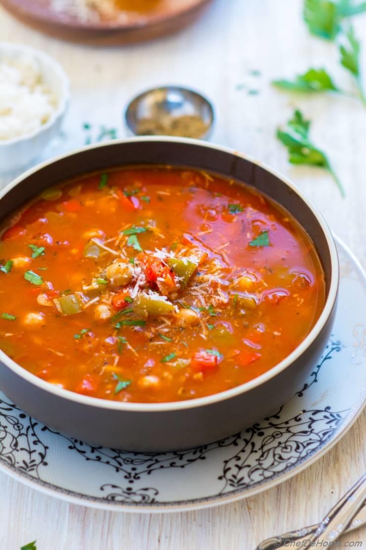 Vegetarian Stuffed Pepper Soup Recipe | ChefDeHome.com