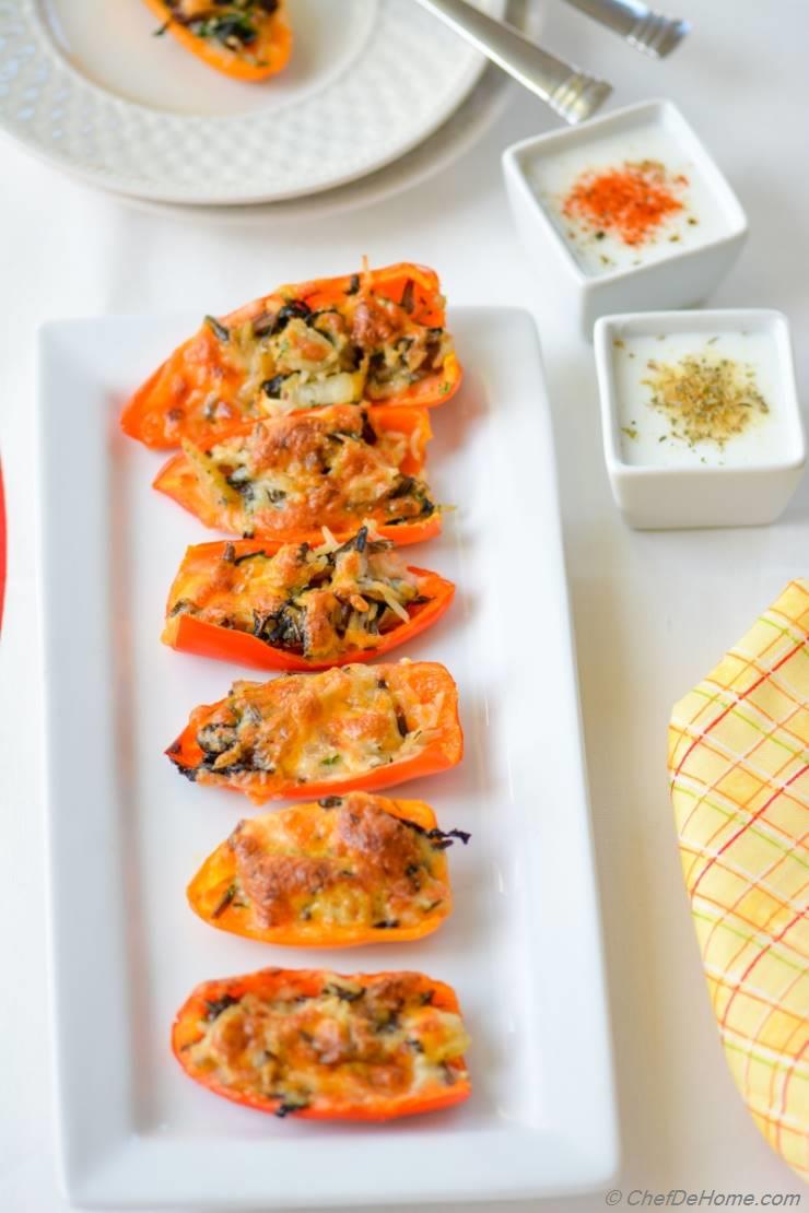 Leftover Stuffing Stuffed Sweet Peppers with Two Kinds Buttermilk Dips