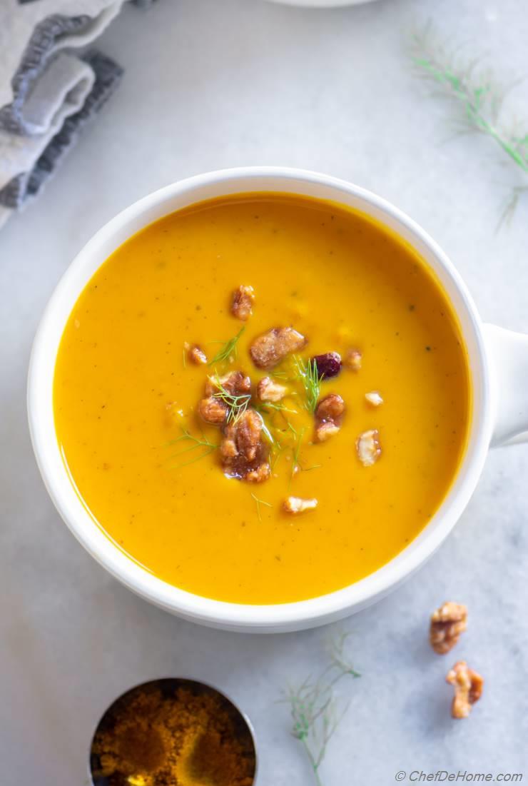 Creamy Curried Sweet Potato Soup with Coconut Milk