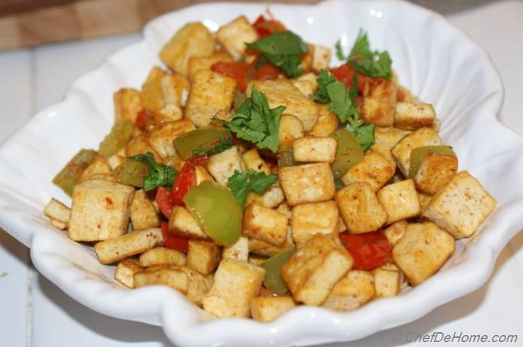 Pan Fried Tofu and Bell Peppers