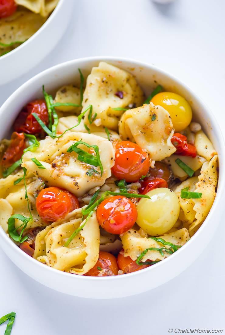 Cherry Tomato Basil Tortellini Pasta Recipe | ChefDeHome.com