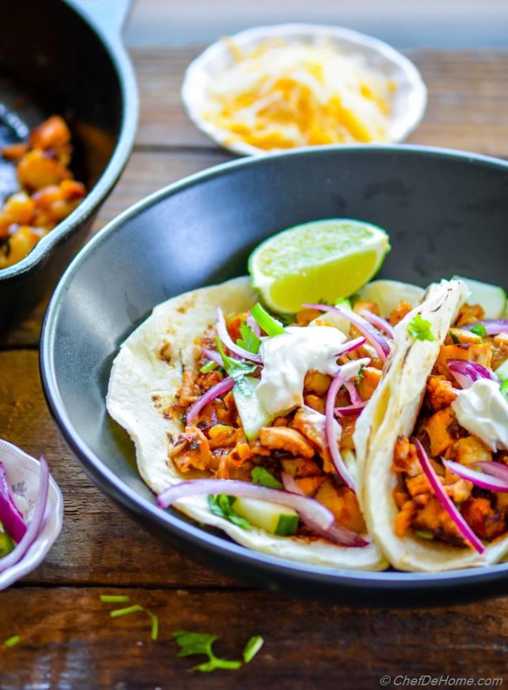 Leftover Turkey Chipotle Potato Hash Tacos