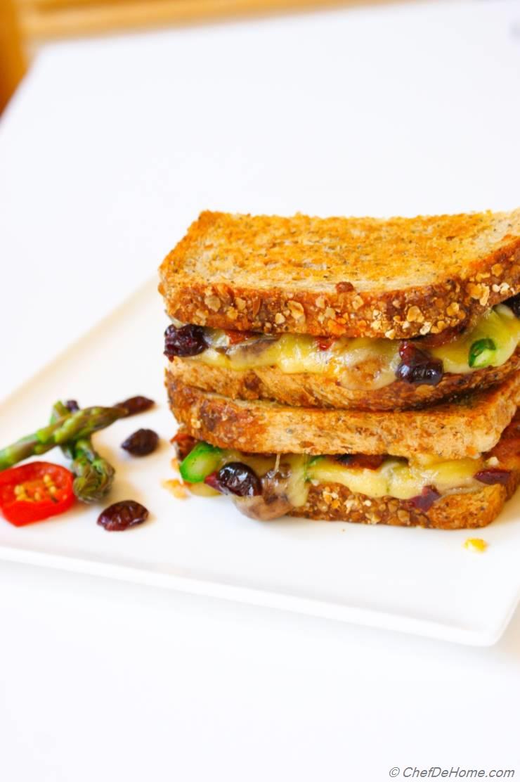 Cranberries, Asparagus and Pickled Jalapeno Grilled Cheese Sandwich