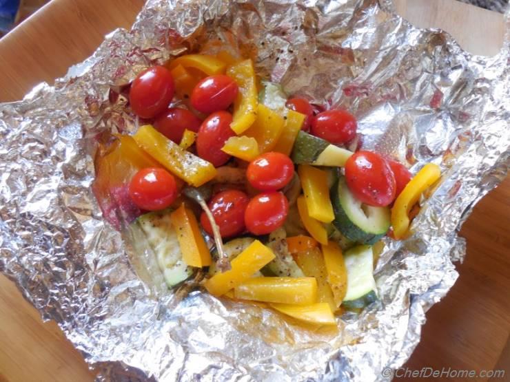 Zucchini and Peppers Grilled In a Foil