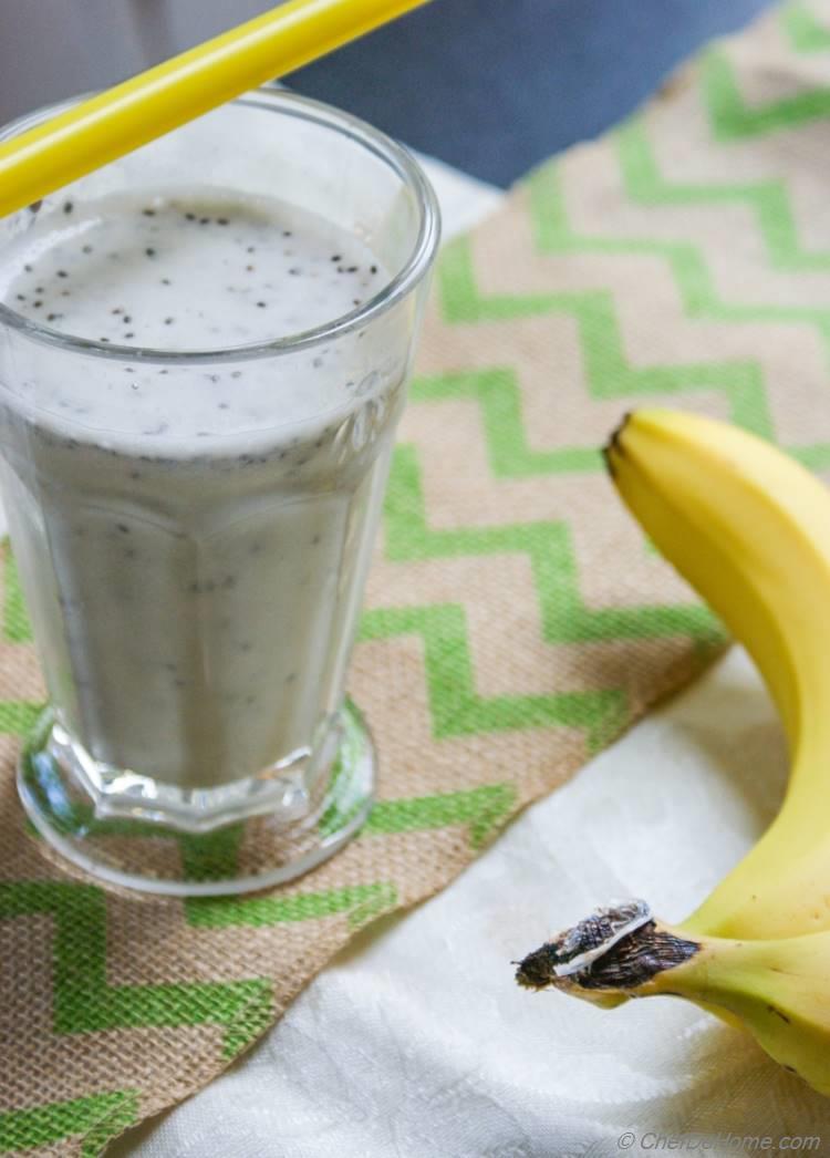 Skinny Banana Shake with Almond Milk and Chia Seeds