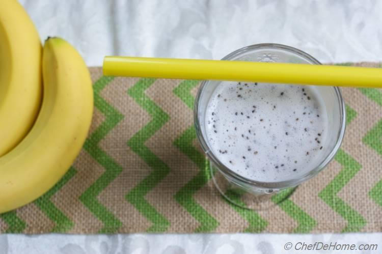 Skinny Banana Shake with Almond Milk and Chia Seeds