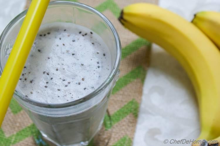 Skinny Banana Shake with Almond Milk and Chia Seeds