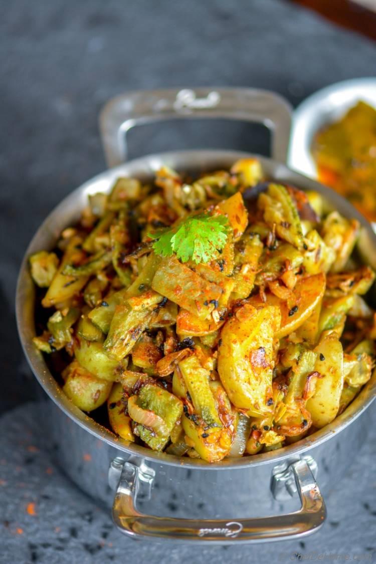 Healthy Indian Achari Aloo Karela | chefdehome.com