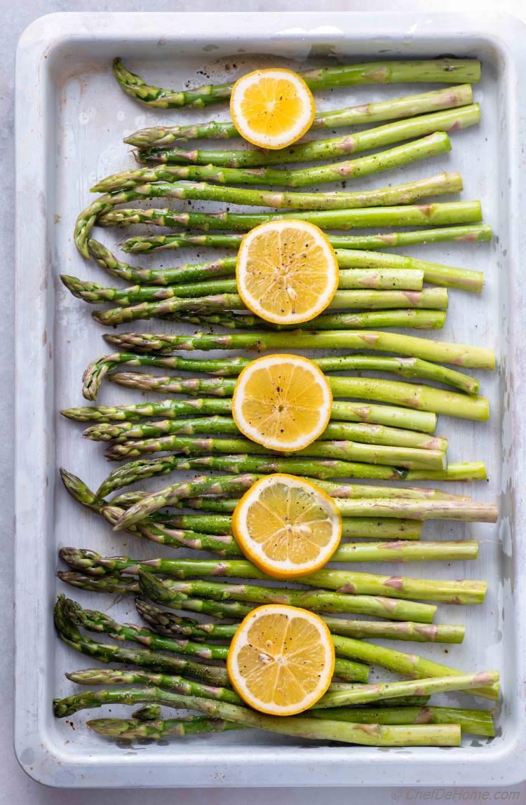 Ready to Roast Asparagus on Sheet Pan with Lemon