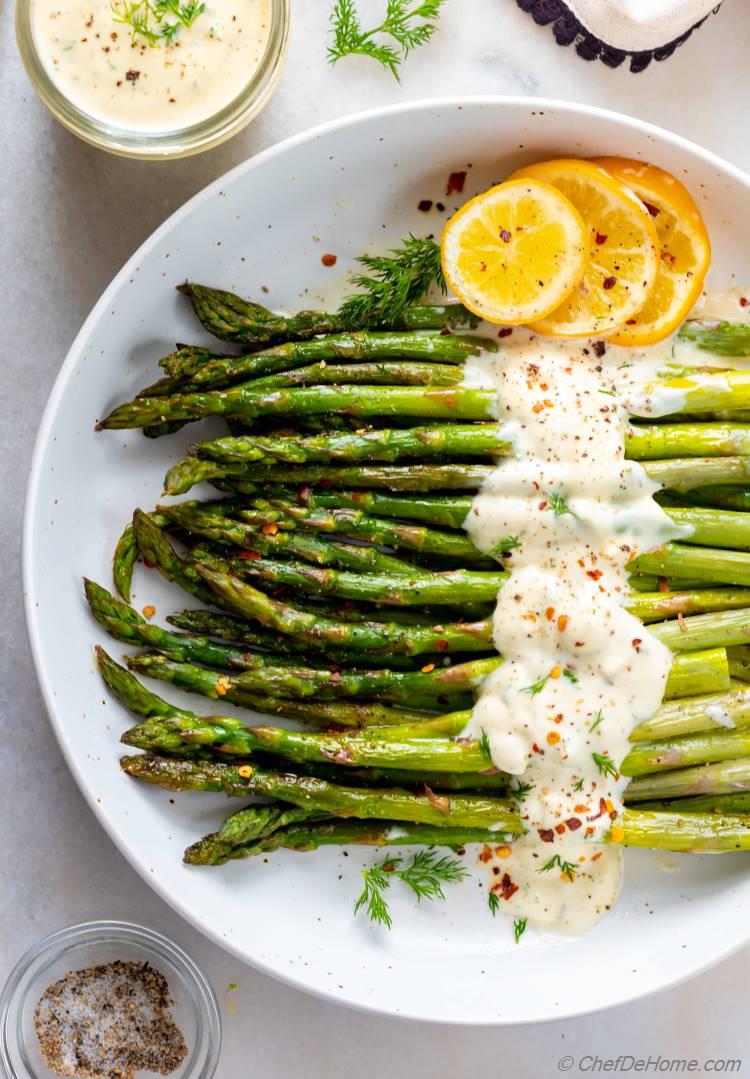 Roasted Asparagus with Dill Lemon Sauce