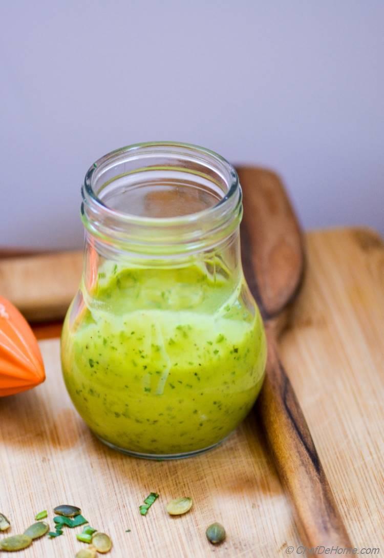 Zesty Avocado Dressing for Mexican Black Bean Salad | chefdehome.com 