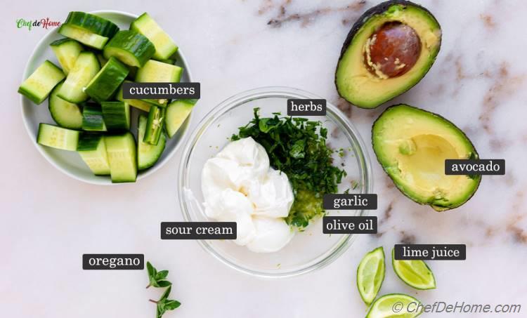 Avocado Cucumber Salad Ingredients