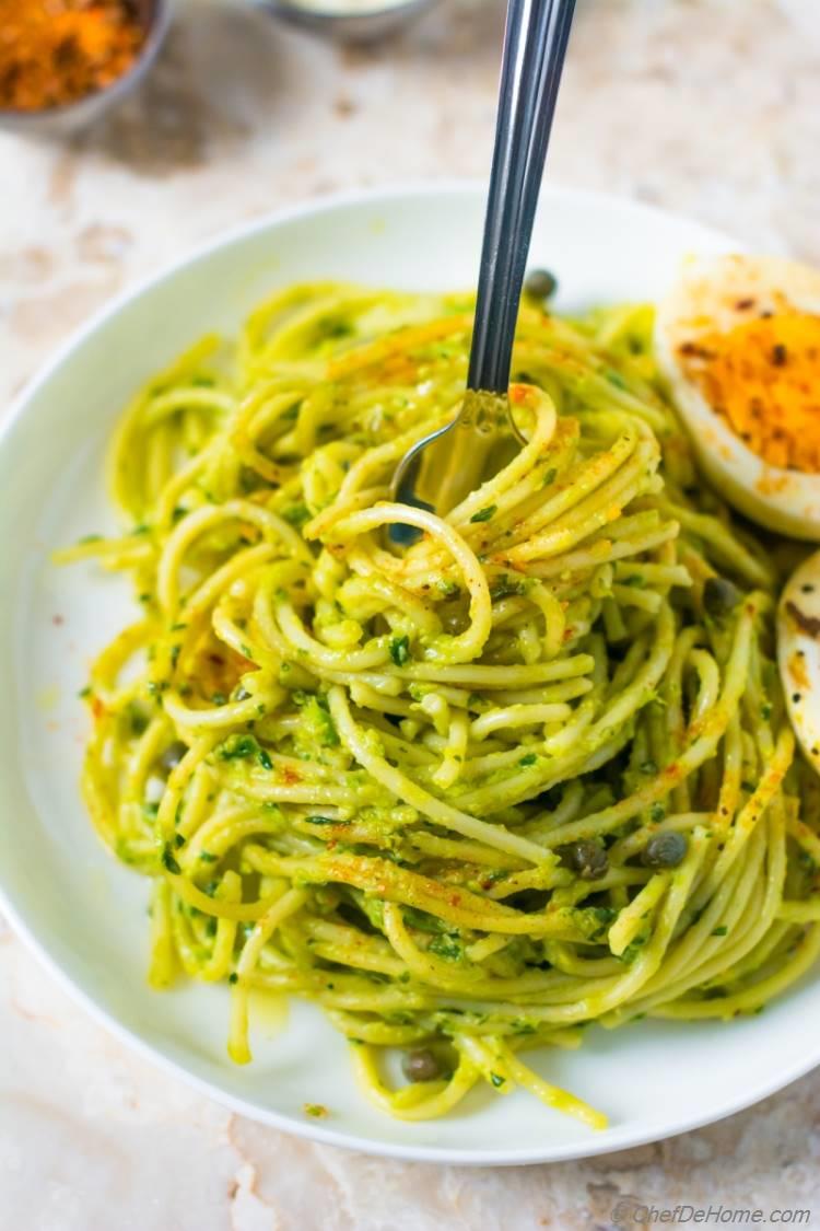 Spicy Avocado Sauce Pasta Recipe 