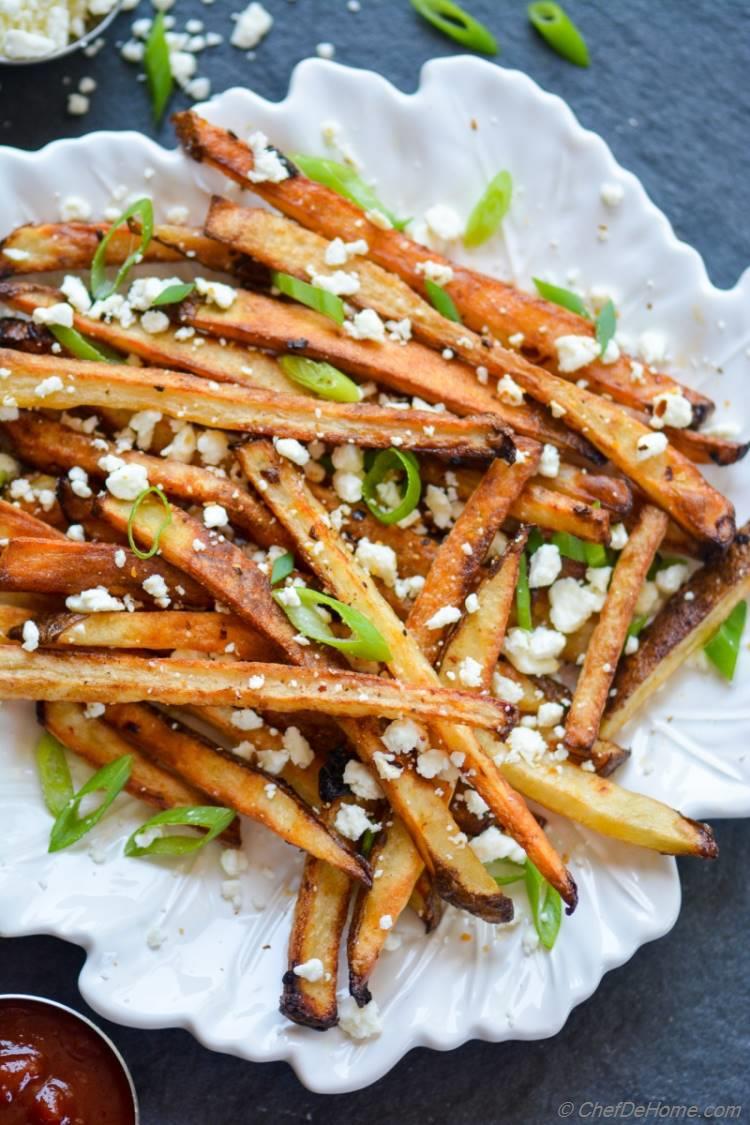 Baked Fries Seasoned with Chipotle and Feta | chefdehome.com 