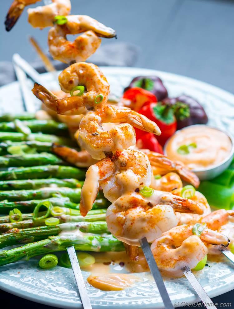 Grilled Shrimp Skewers with Sweet and Spicy Sauce