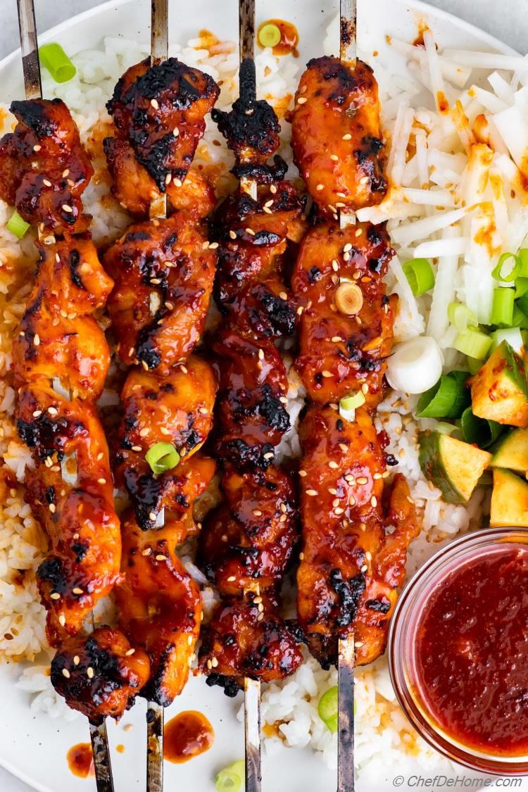 Korean Grilled Chicken Skewers