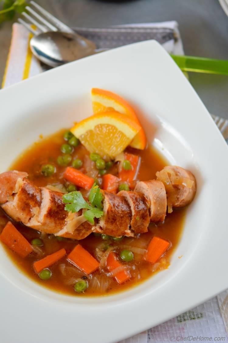 Simply Delicious Beer Braised Chicken with Carrots and Peas