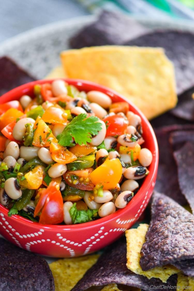 Roasted Poblanos and Black Eyed Peas Salsa