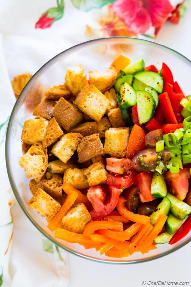 Tomato and Bread Salad with flavorful dressing