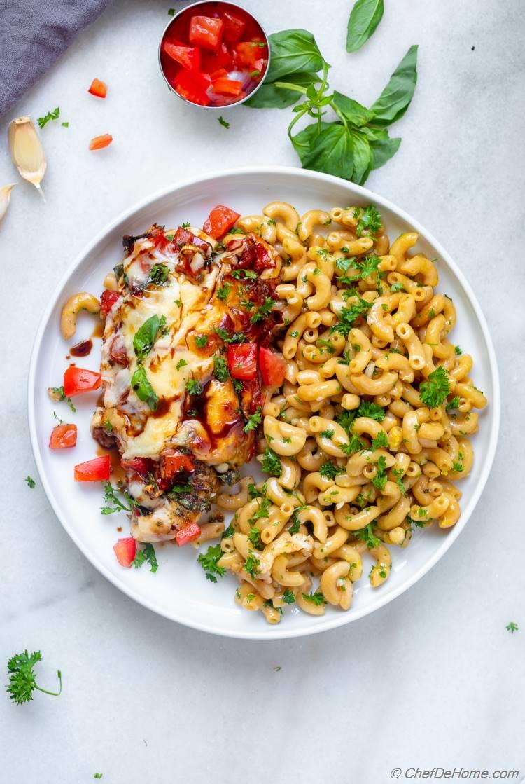 Bruschetta Chicken with Lemon-Herb Pasta