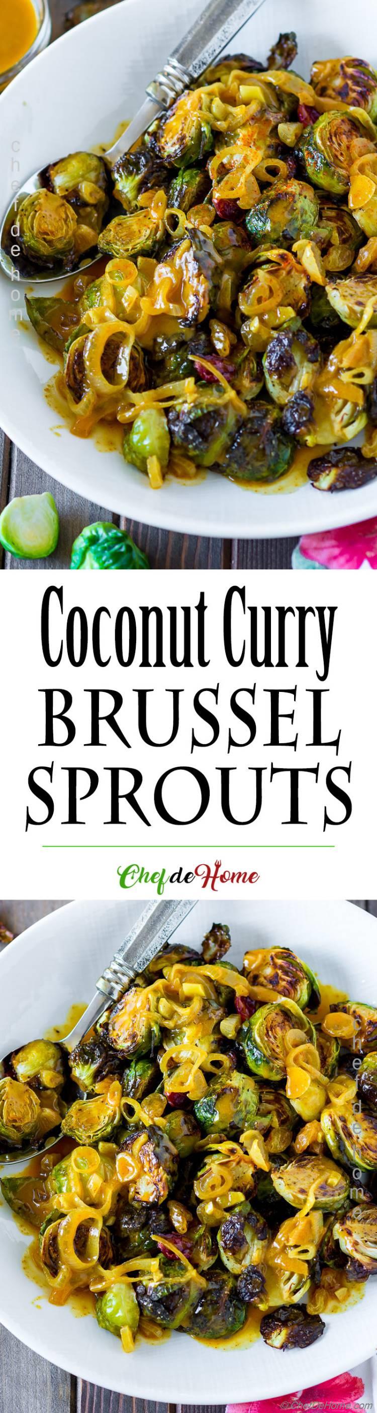 Delicious Roasted Brussel Sprouts with Coconut Curry Sauce