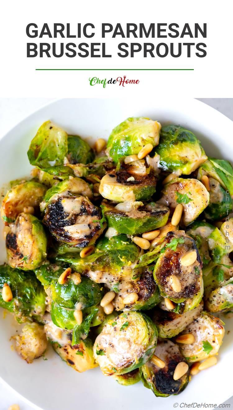 Sauteed Brussel Sprouts with Garlic Parmesan Sauce Recipe | ChefDeHome.com