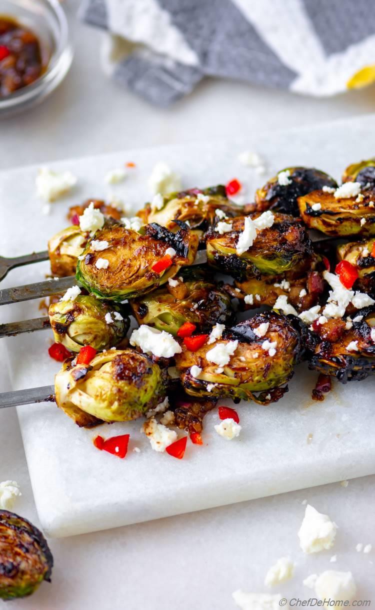 Grilled Brussel Sprouts with Balsamic and Garlic Marinade 