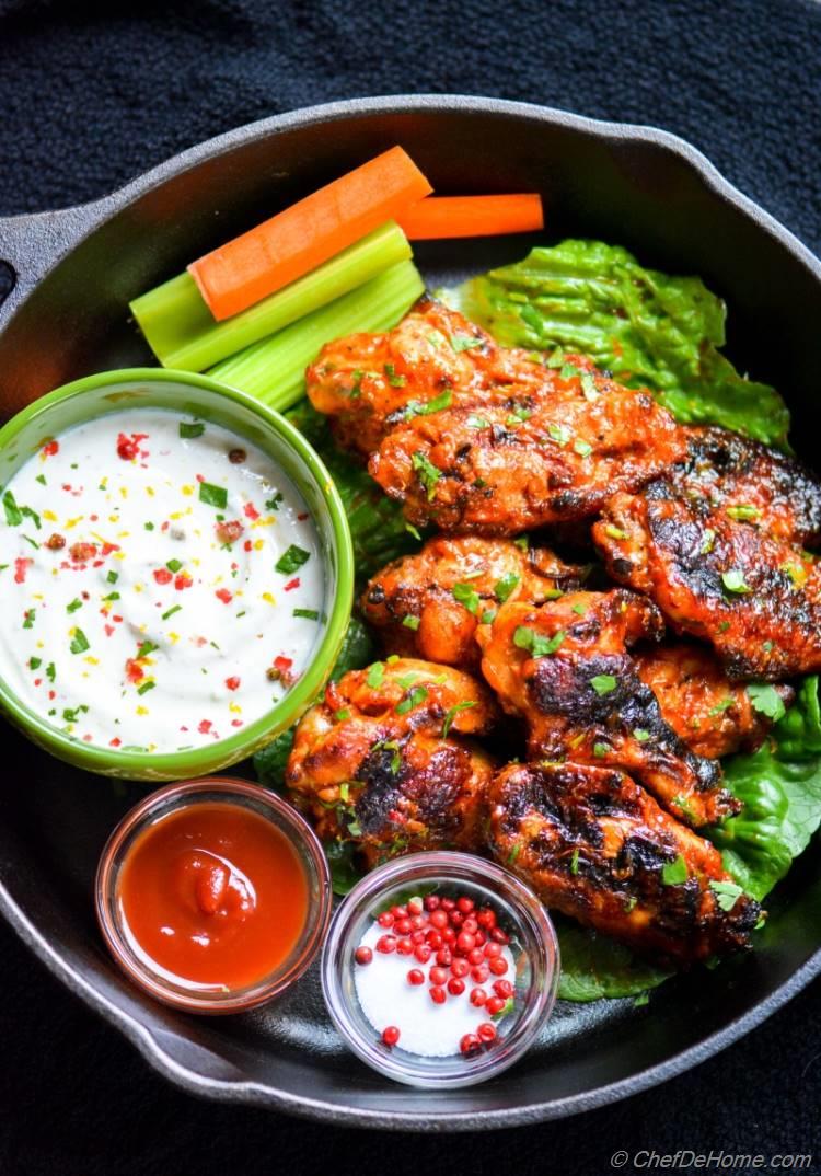 Super Bowl Game Day Baked Wings with Yogurt Ranch Dip