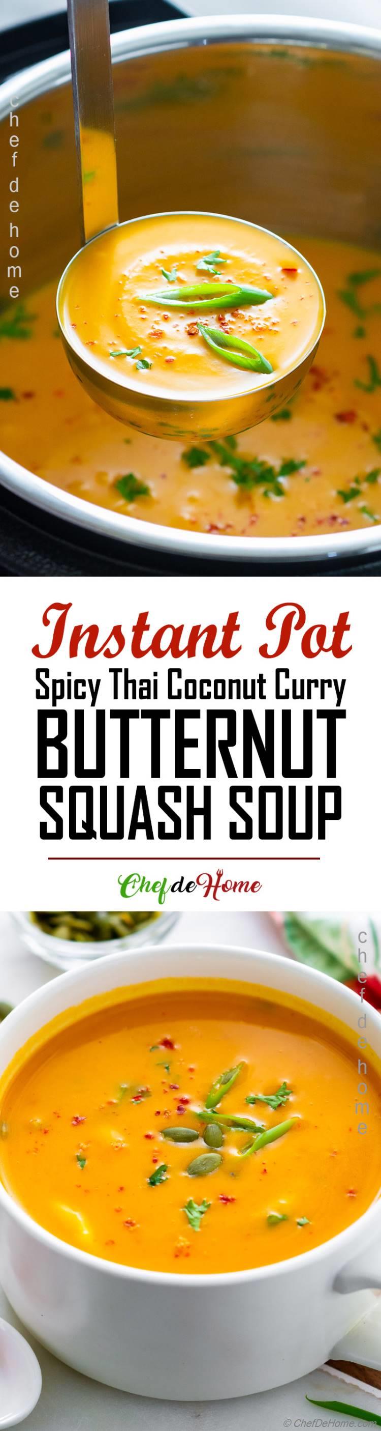 Spicy Butternut Squash Coconut Curry Soup Recipe - Long Picture