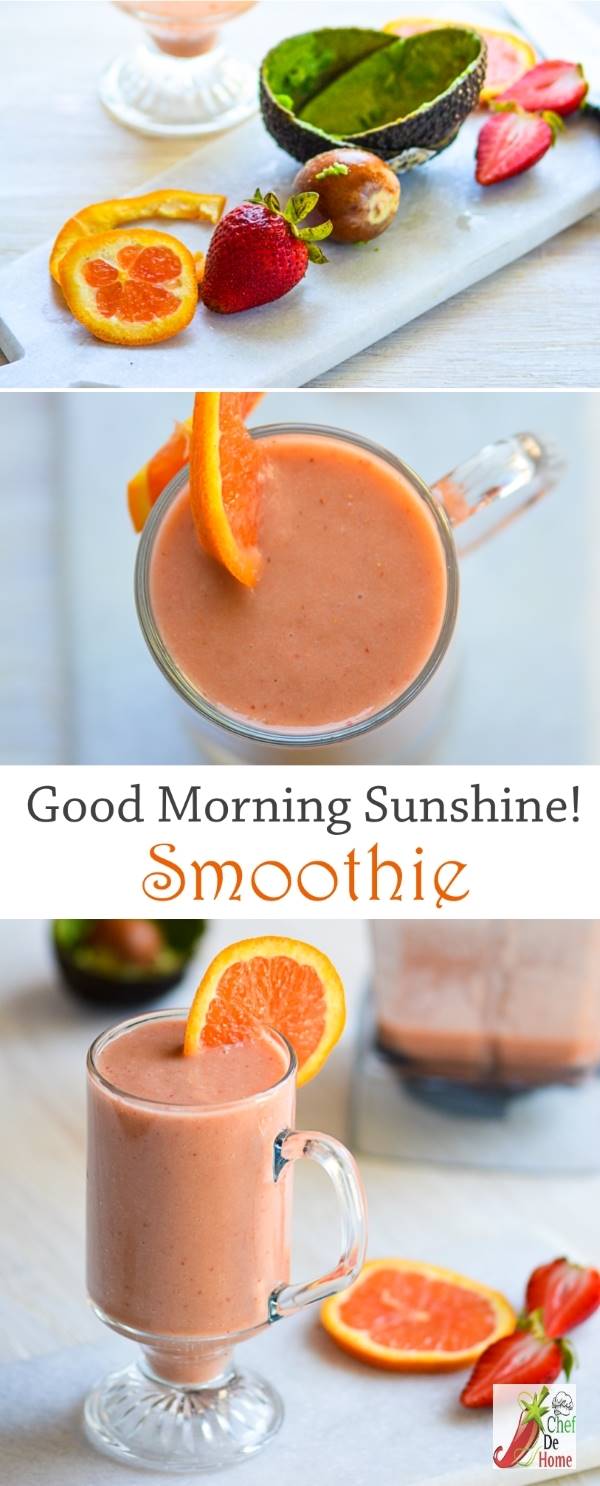 Breakfast Smoothie with Avocado Orange and Strawberrie | Chefdehome.com