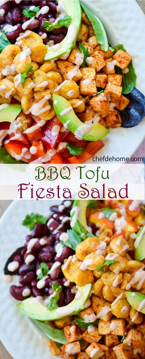 Vegetarian BBQ Tofu Salad with Lime-Cream Dressing | chefdehome.com