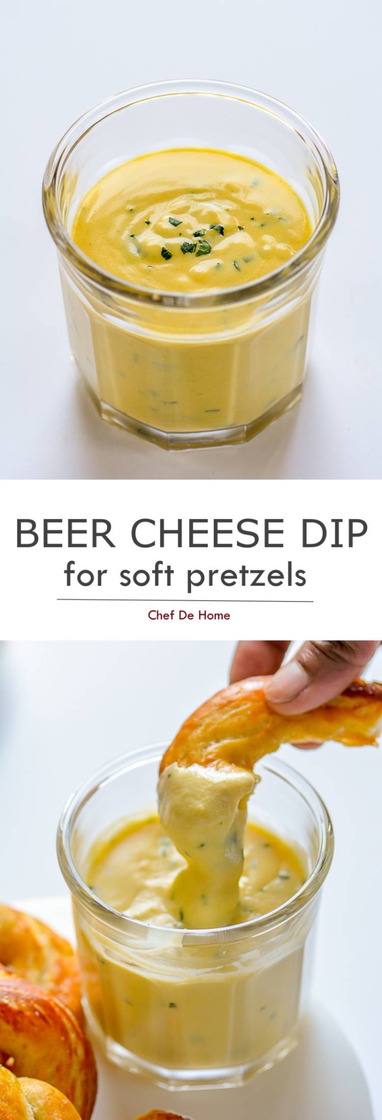 Spicy Beer Cheese Dipping Sauce to serve with soft homemade pretzels | chefdehome.com