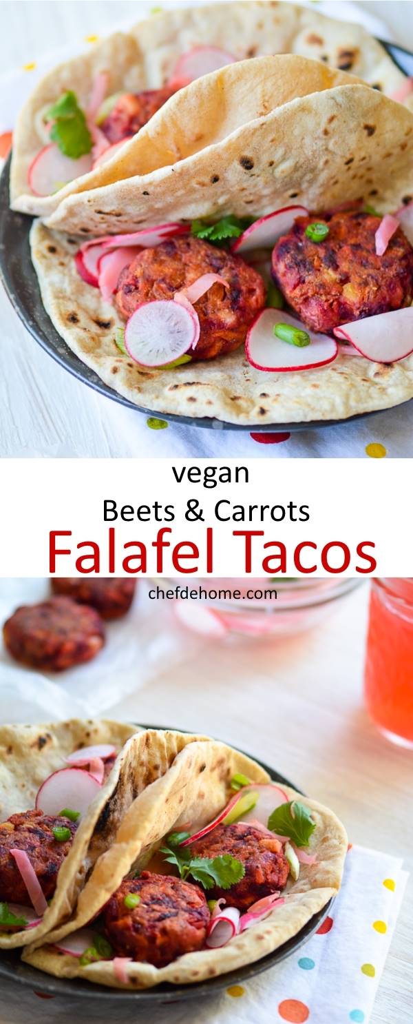 Beets and Carrots Falafel Tacos - Vegan and Bursting with flavors of spring | chefdehome.com