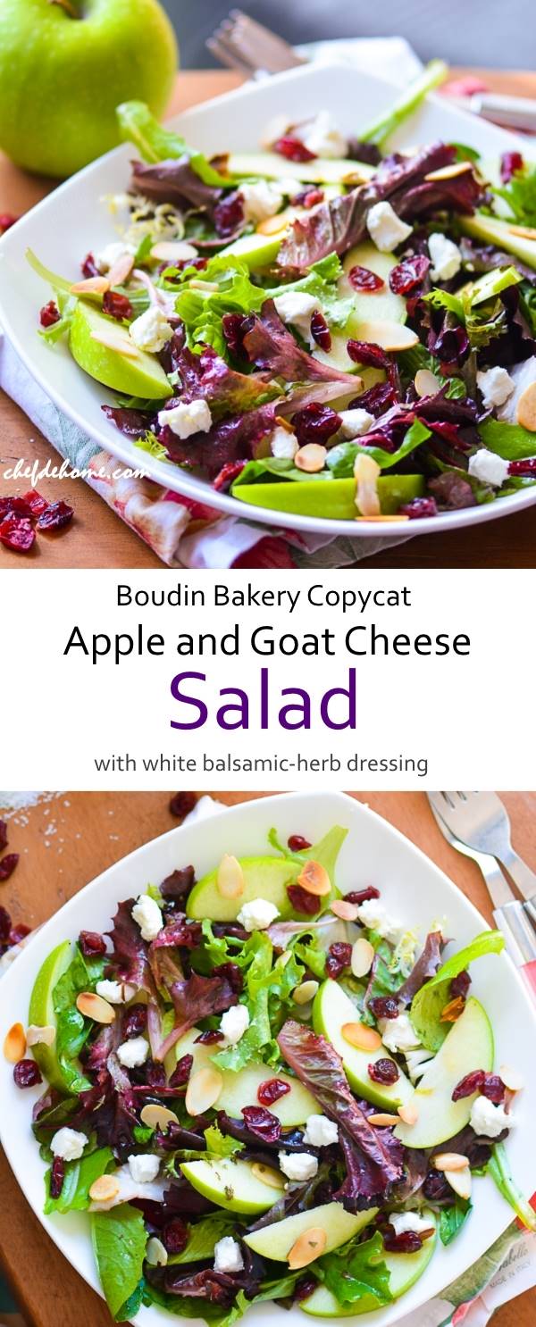 Crisp Apple and Goat Cheese Salad White Balsamic and Herb Dressing - Boudin Bakery Copycat 