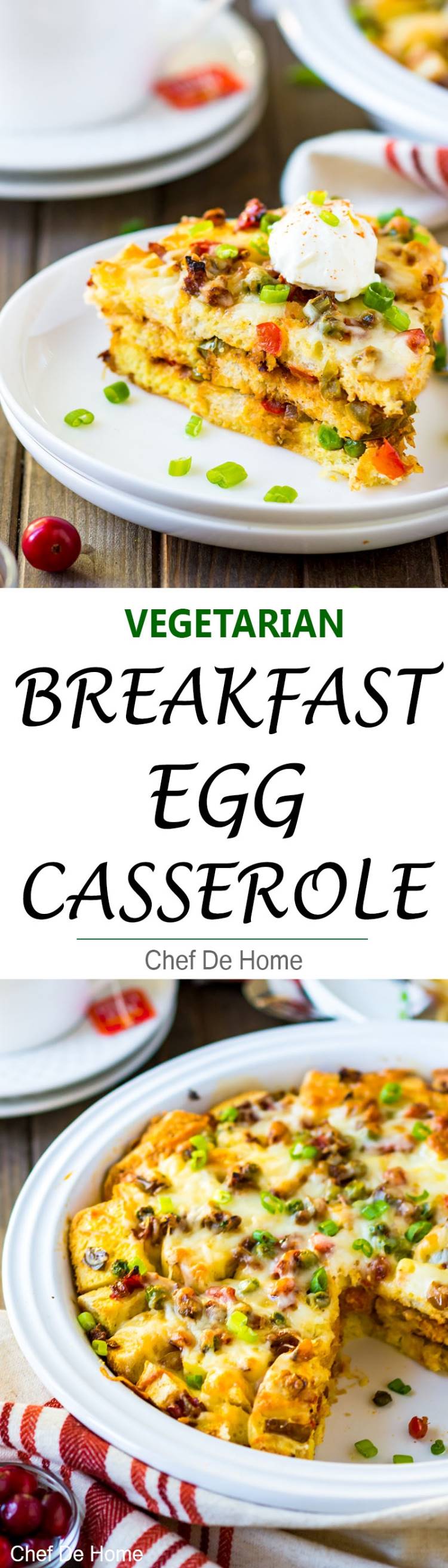 Vegetarian Breakfast Egg Casserole with Indian spices veggies eggs and bread | chefdehome.com