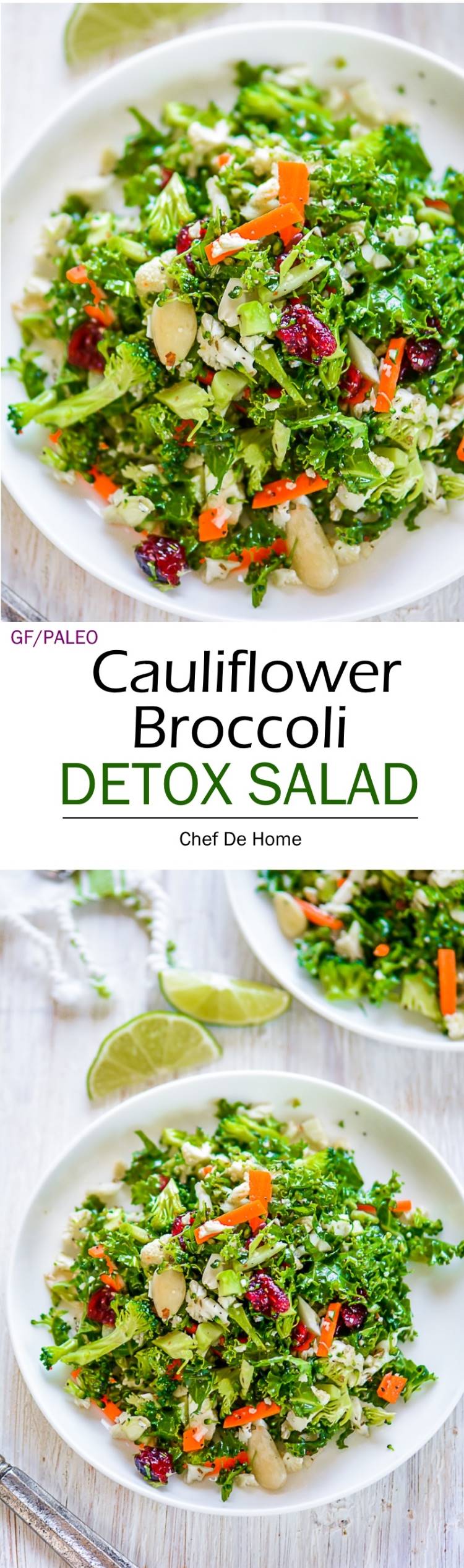 Easy healthy and perfect for summer body detox Broccoli and Cauliflower Detox Salad | chefdehome.com