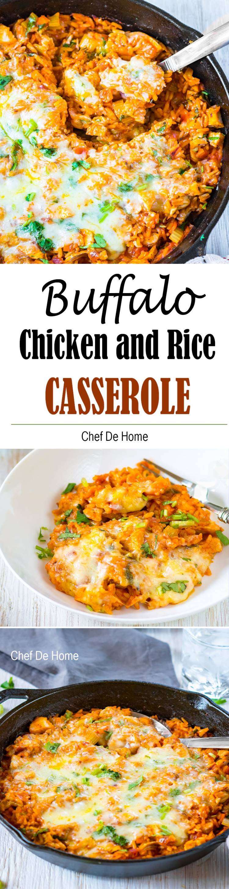 Cheesy Buffalo Chicken and Rice Casserole ready in 25 minutes and loaded with game day flavors | chefdehome.com