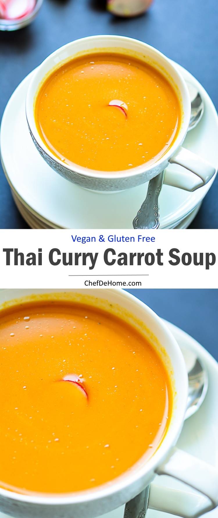 Easy Vegan Thai Curry Carrot Soup with Coconut Milk and all Fresh Ingredients | chefdehome.com