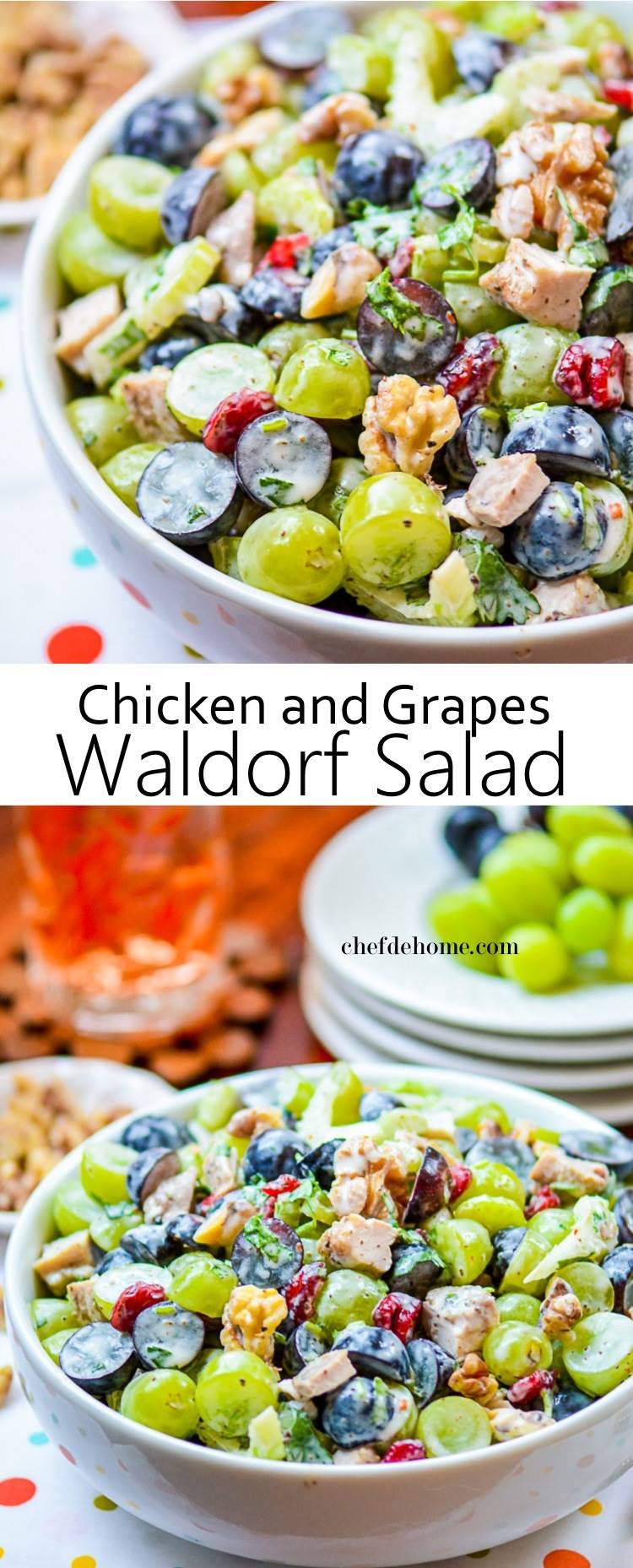 Lite and Fit Gluten Free Chicken Waldorf Salad | chefdehome.com