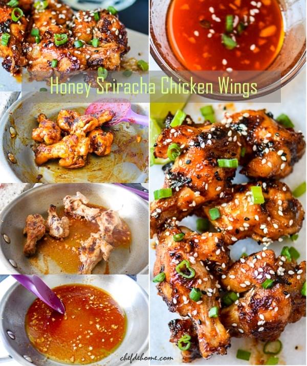 Sweet and Spicy Glazed Honey Sriracha Wings - Party Times