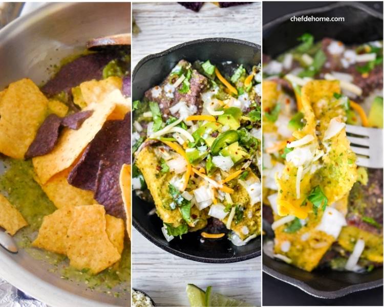 Zesty and Scrumptious bowl of Mexican chilaquile for breakfast in 15 minutes | chefdehome.com 