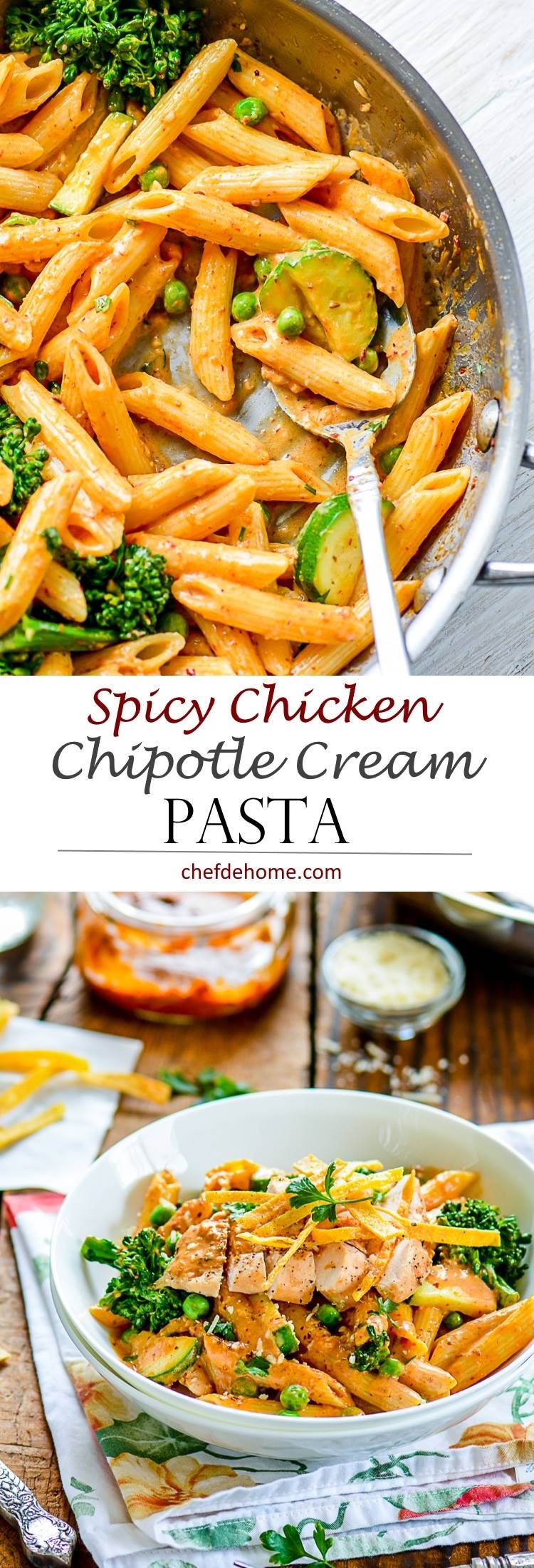 Creamy Spicy Tangy Chipotle Sauce Pasta - A spicy copycat pasta recipe from Cheesecake Factory | chefdehome.com