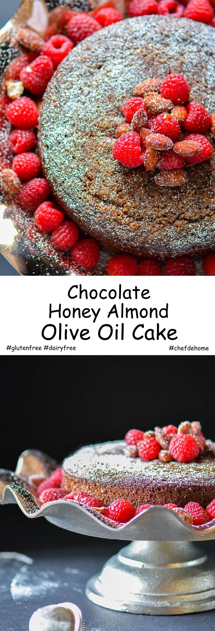 Moist Flourless Gluten free and also refined sugar free Chocolate Honey Almond Olive Oil Cake | chefdehome.com