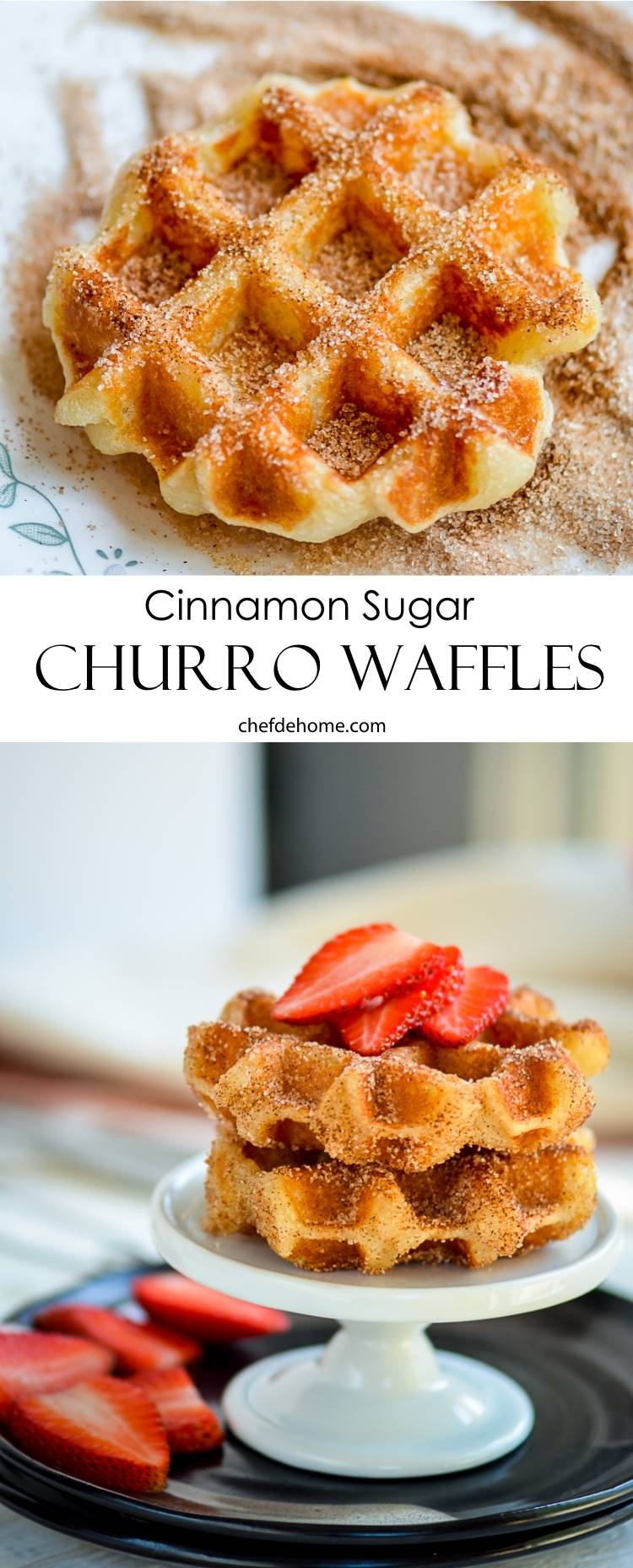 Crispy Churro Dough Waffles for an easy Family Breakfast | chefdehome.com